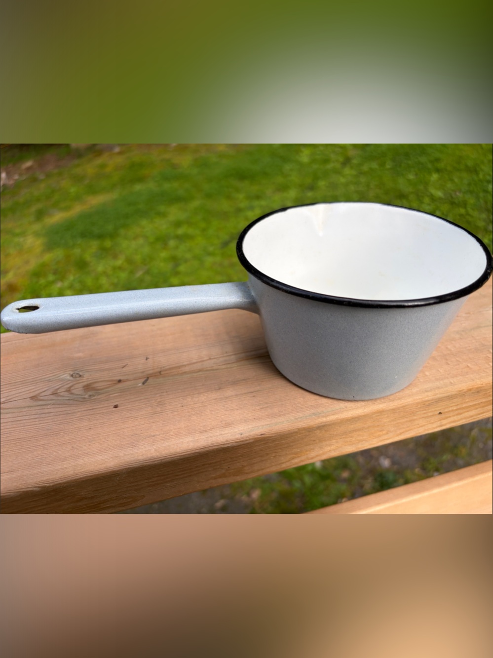 10” vintage light blue enamel chefmate made in Romania.